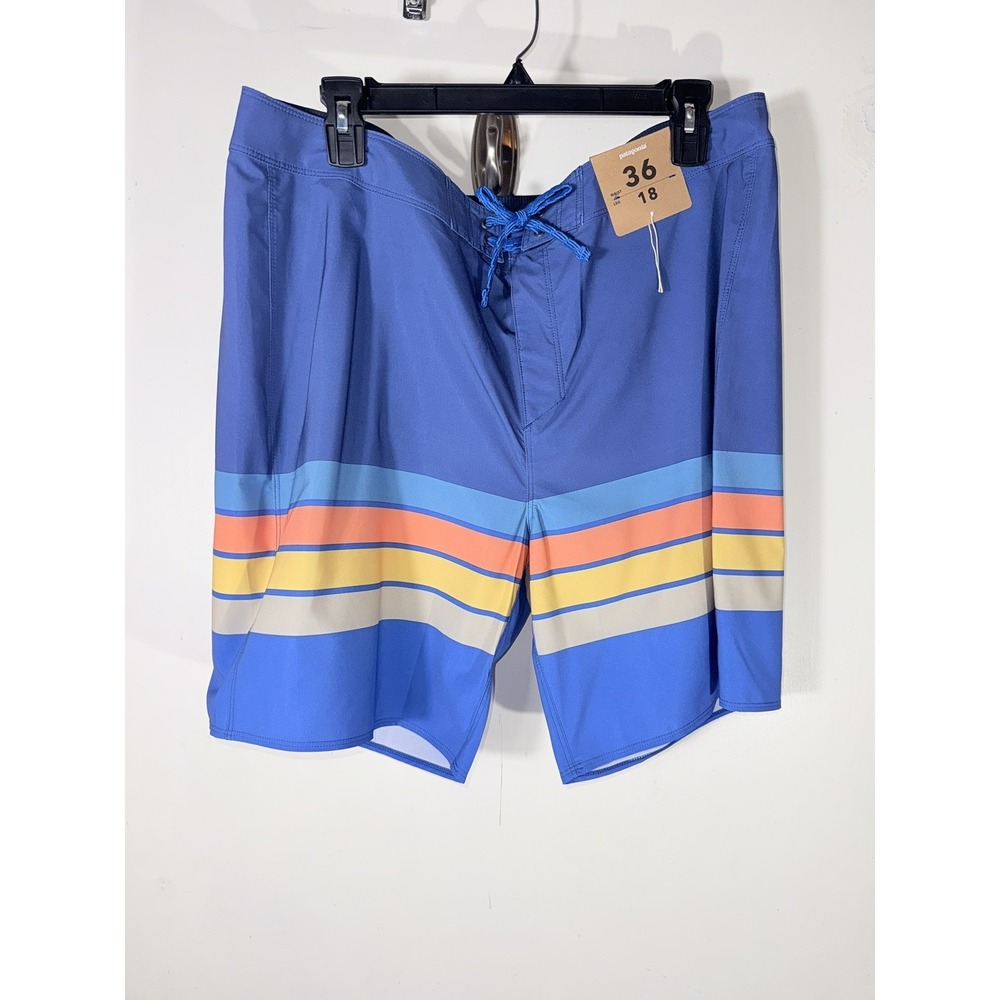 Patagonia Mens 36 Hydro Series Boardshorts Blue Striped Swim Trunks New With Tag